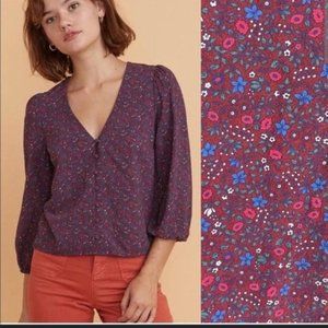 MARINE LAYER Stacy Long Sleeve Floral Button Front Top size small